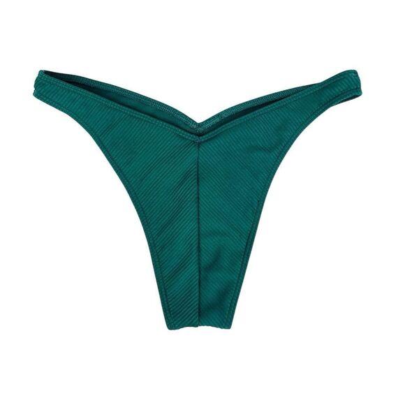 Hollister Ribbed High Leg Cheekiest Bikini Bottom Emerald Small - Picture 2 of 3